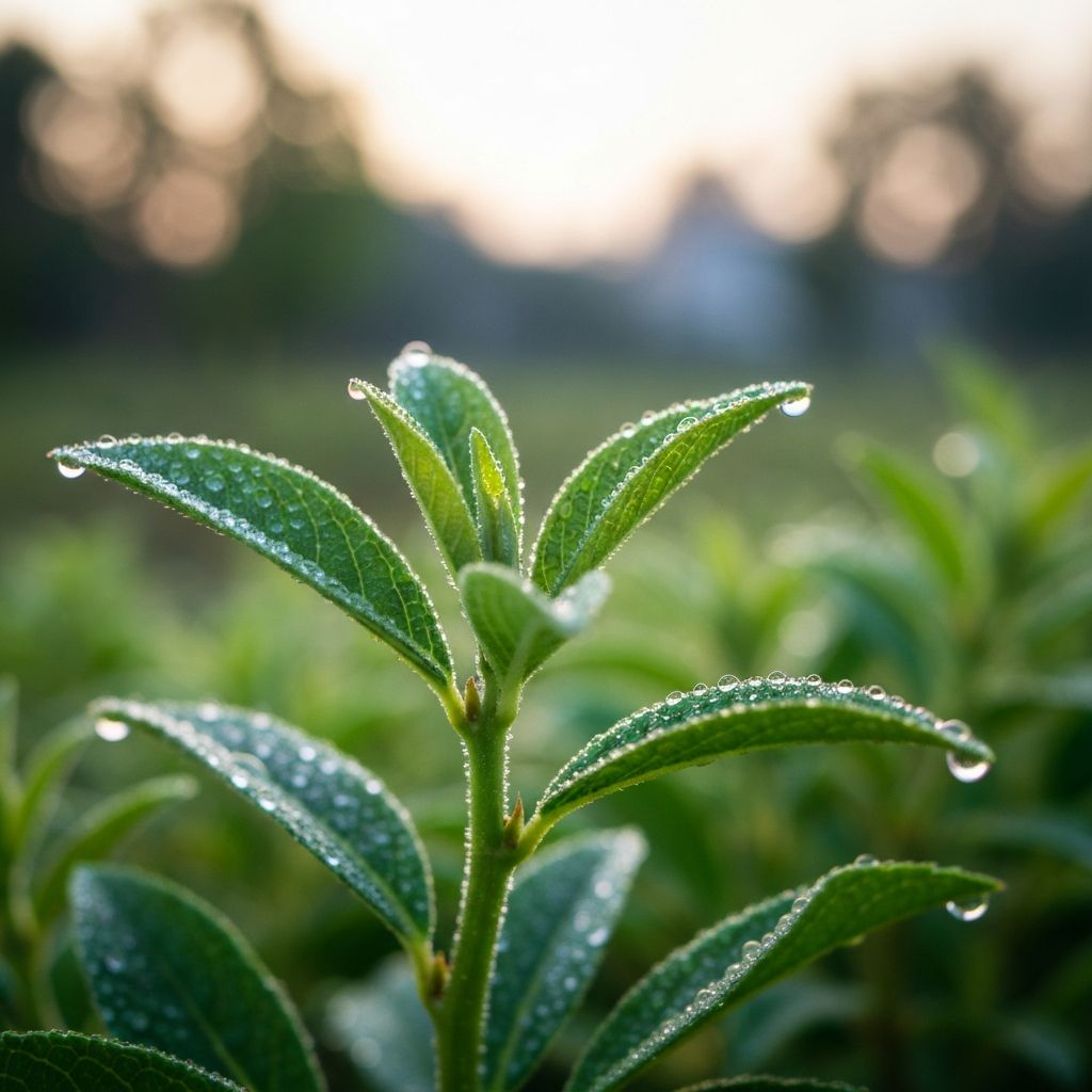 Pflanze mit Tautropfen